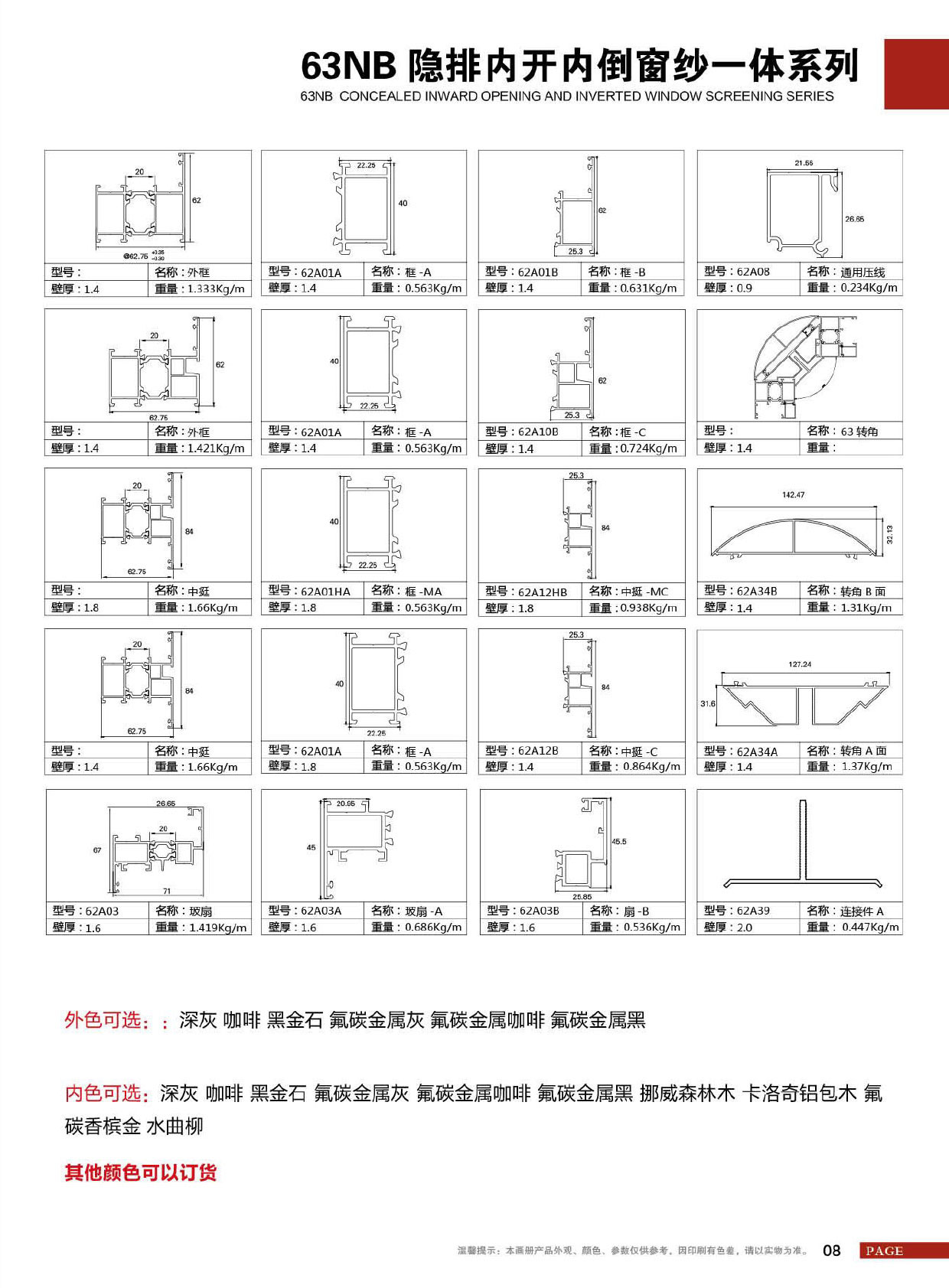 63NB隐排内开内倒窗纱一体系列