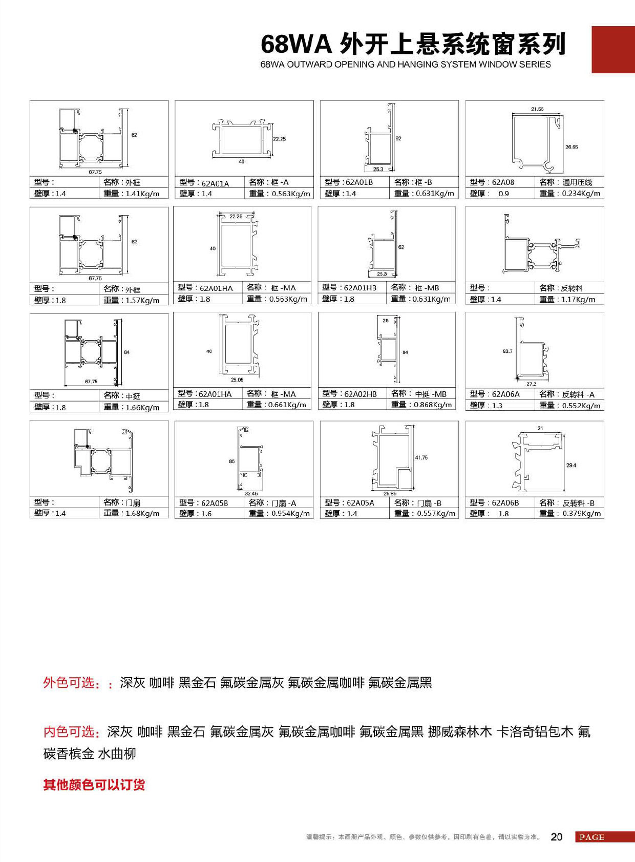 68WA外开上悬系统窗系列