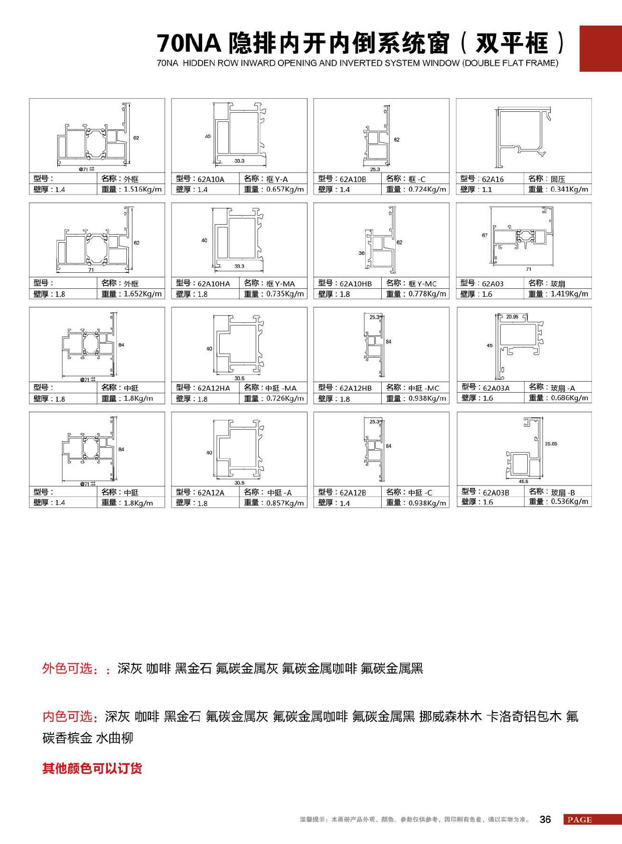 70NA隐排内开内倒系统窗(双平框)
