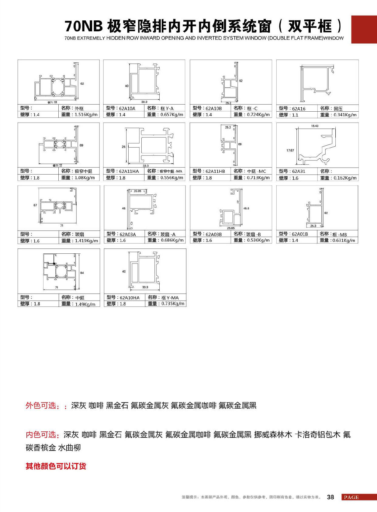 70NB极窄隐排内开内倒系统窗(双平框)