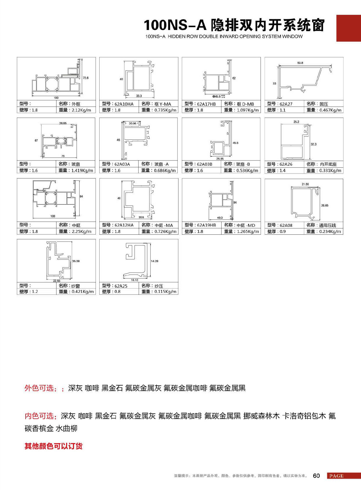 100NS-A隐排双内开系统窗